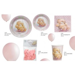 Bomboniera set 10 bicchieri orsetto rosa